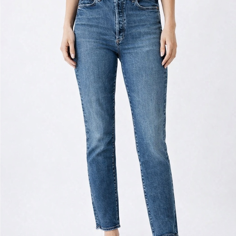 CITIZENS OF HUMANITY Olivia High Rise Slim Ankle Jeans Blue Raw Hem Sz 29~#136